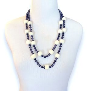 J Crew black & white POM POM bead necklace